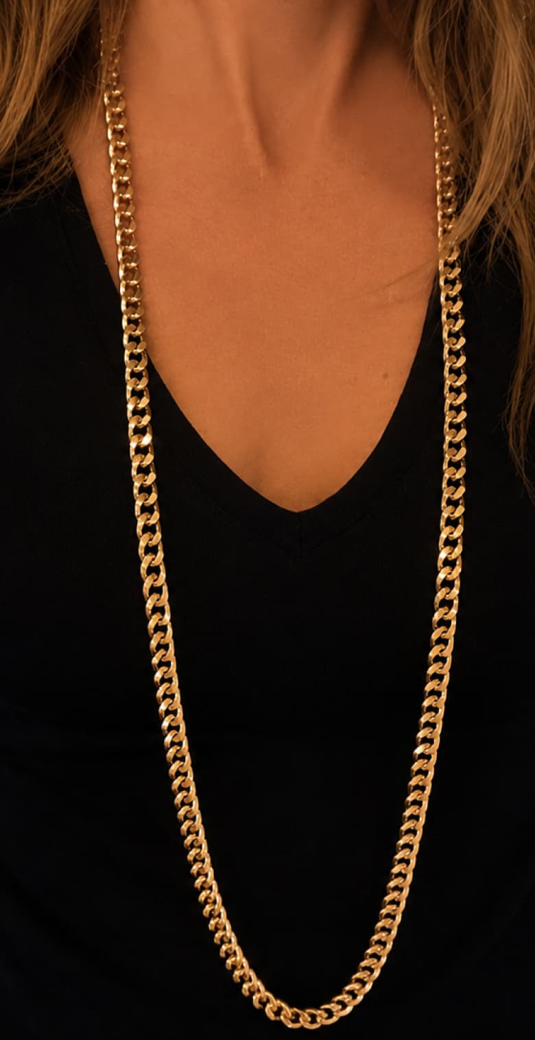 Large diamond cut chian matte gold