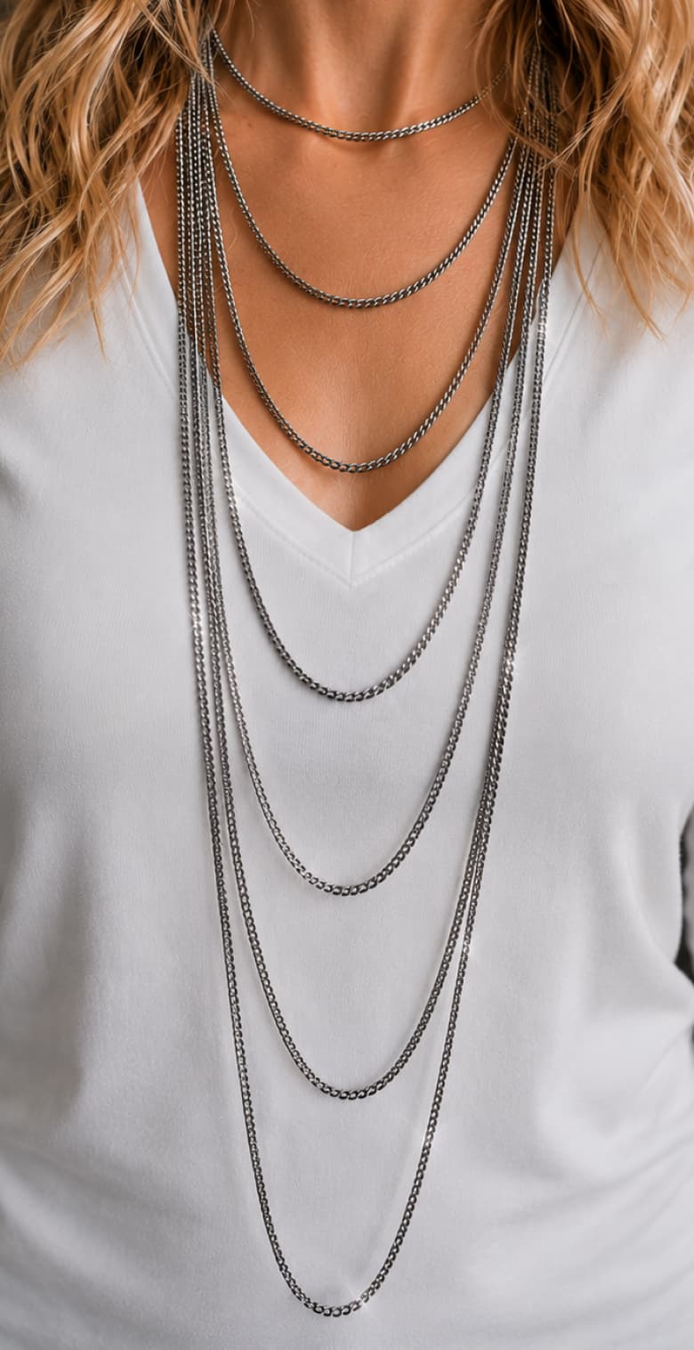 Slim diamond cut chian glossy silver